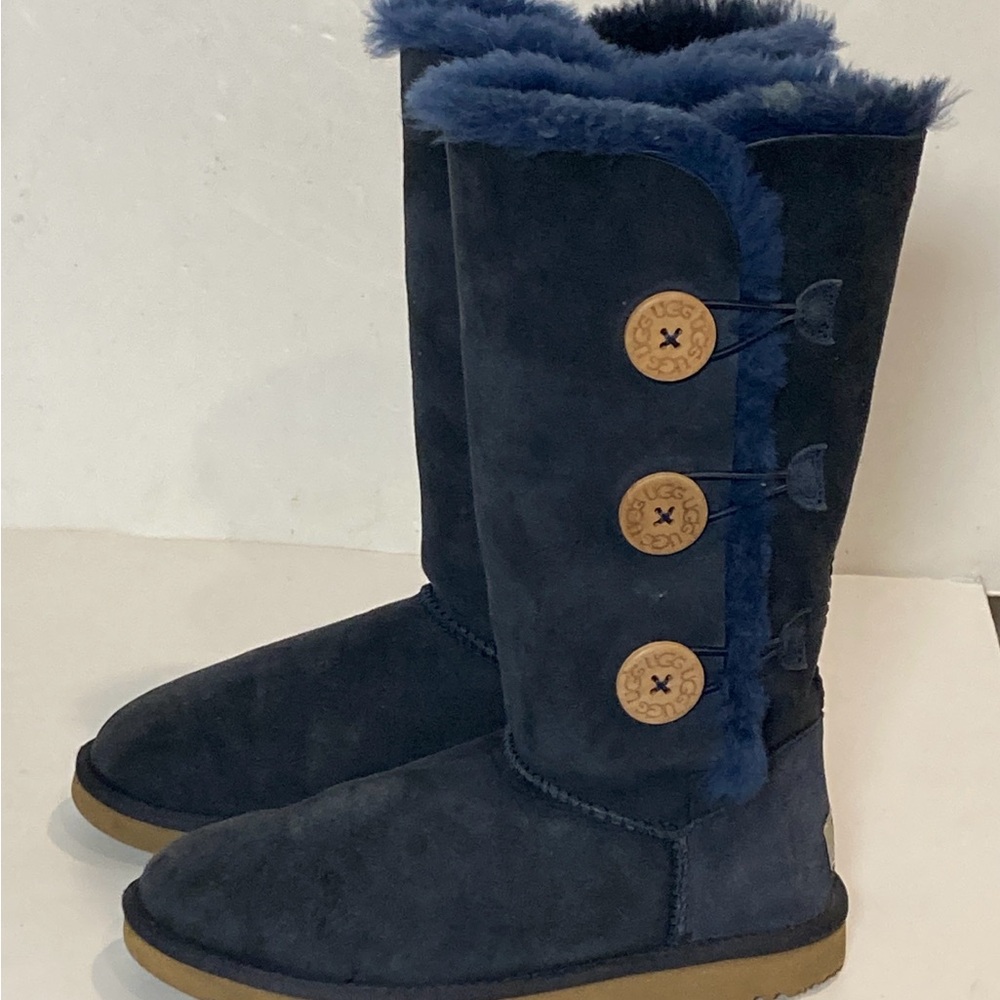 UGG Bailey Button Triplett Navy Blue Tall Women’s Boots Sz 6